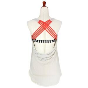 LULULEMON Wild Tank Strappy 2-in-1 Cowl Back Sz 6 Angel Wing Black Stripe Coral